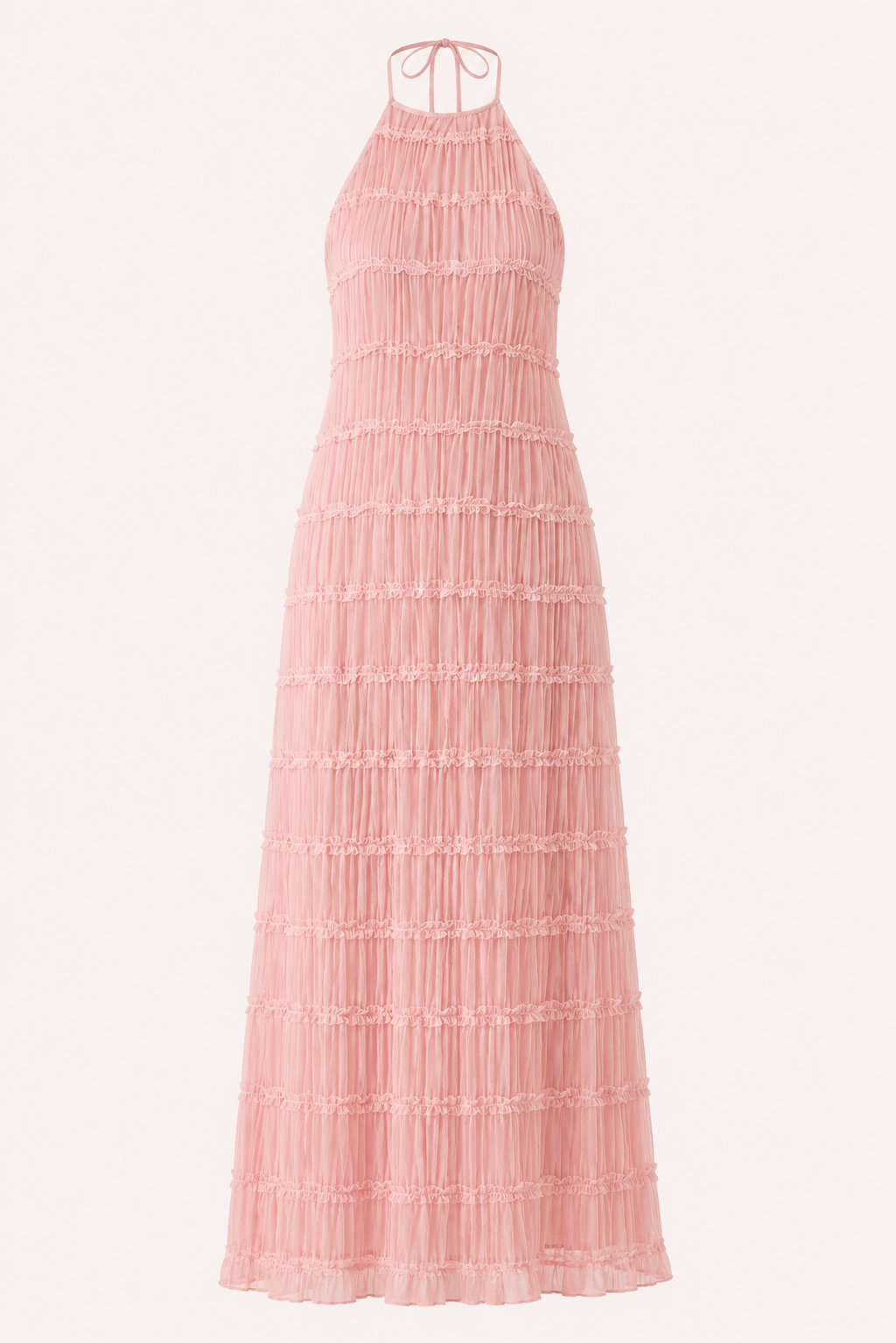 Vestido largo de verano plisado con cuello halter elegante - Tilda