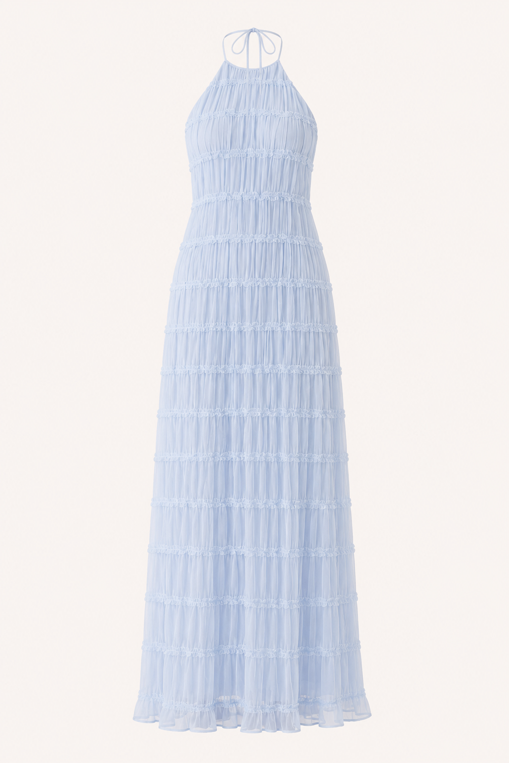 Vestido largo de verano plisado con cuello halter elegante - Tilda