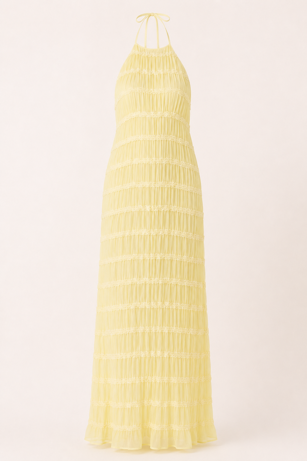 Vestido largo de verano plisado con cuello halter elegante - Tilda