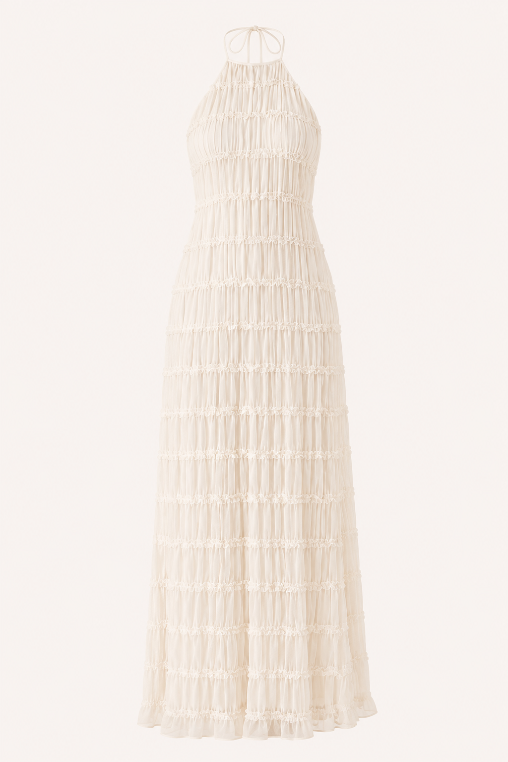 Vestido largo de verano plisado con cuello halter elegante - Tilda