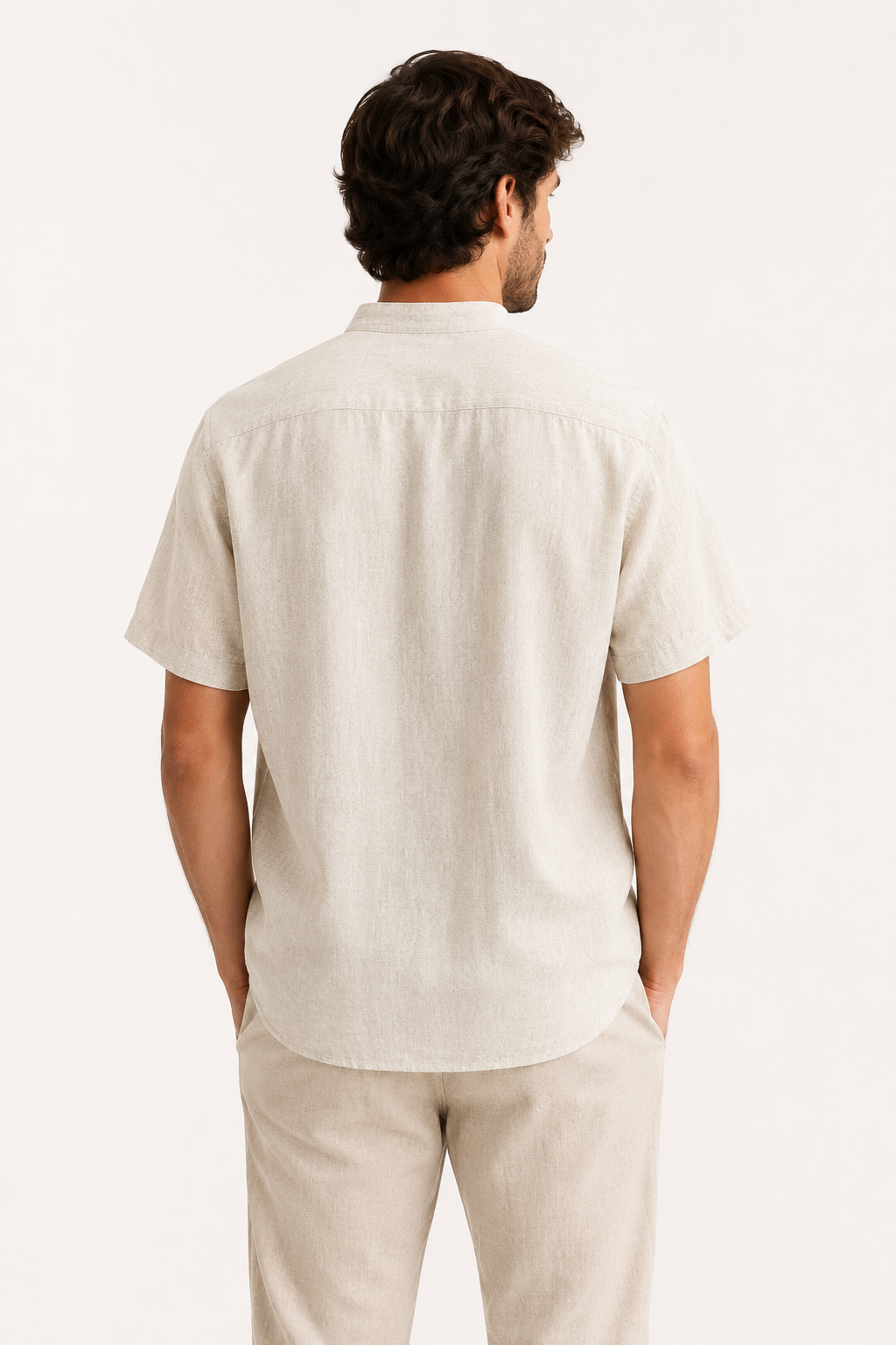 Camisa lino cuello mao hombre manga corta - Emil