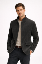 Blazer de pana para hombre con cuello mao y bolsillos de solapa - Mauro