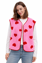 Chaleco para mujer de felpa con estampado de corazones - Bere
