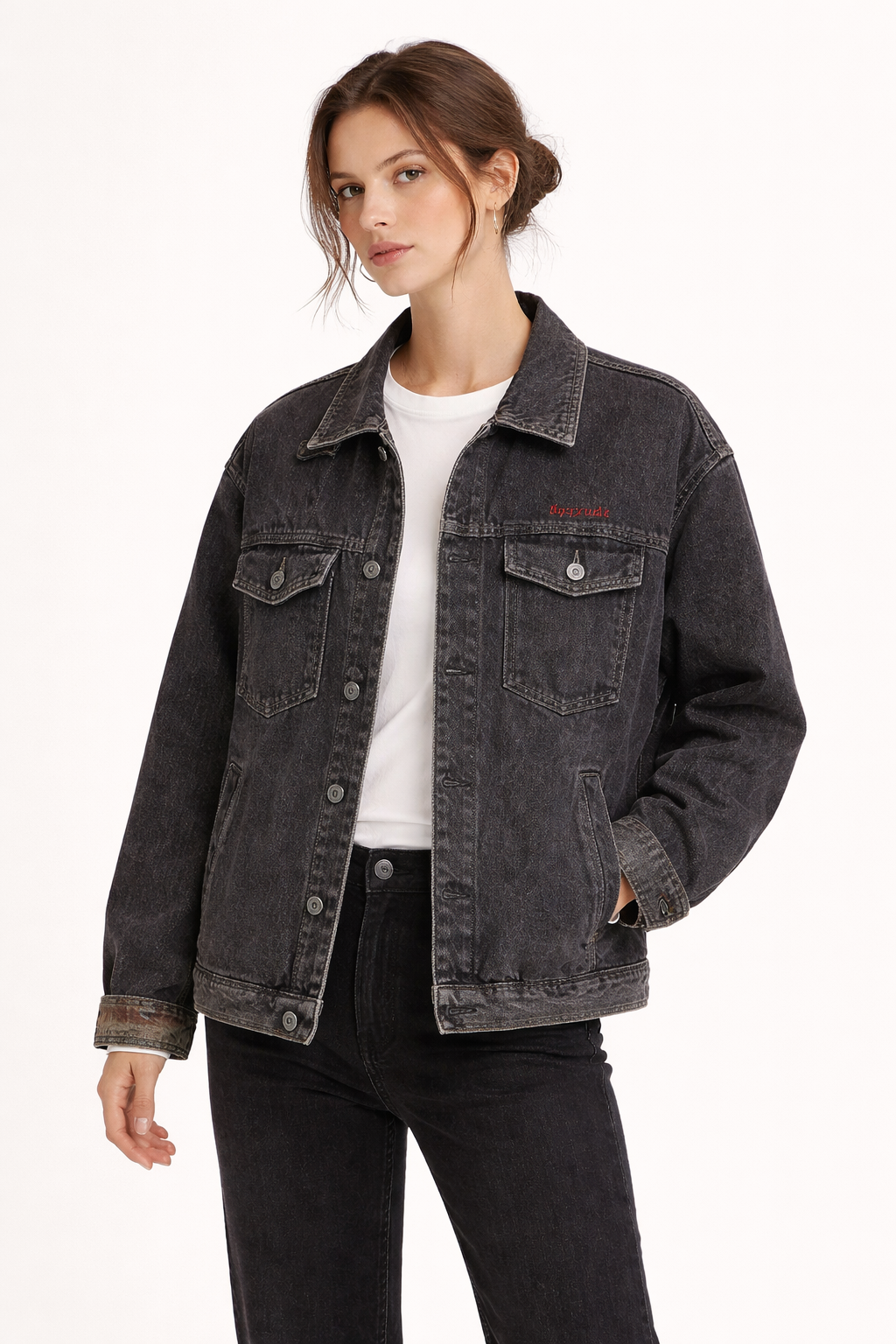 Chaqueta denim clásica botones frontales para mujer - Hildegard