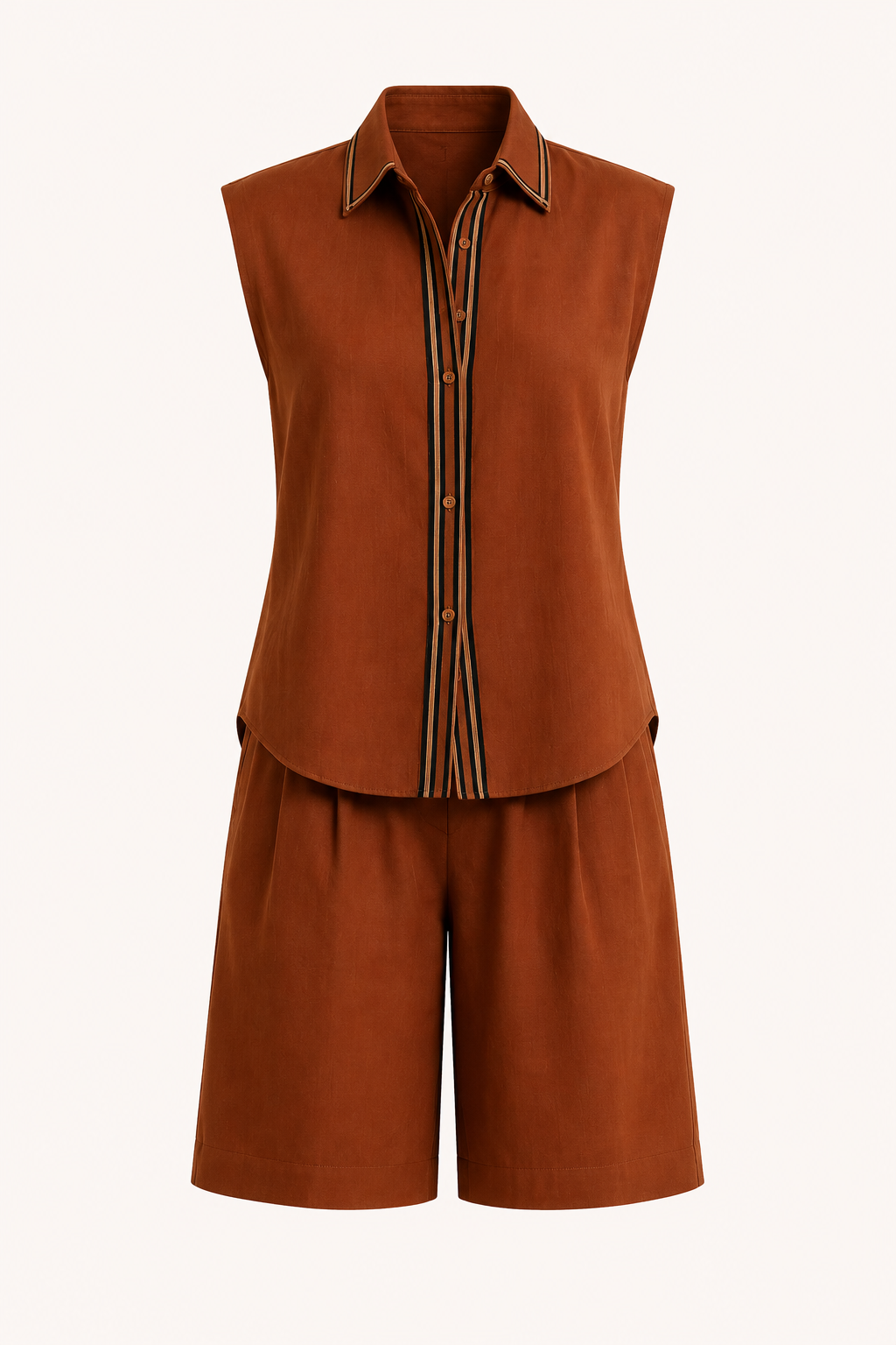 Conjunto mujer verano de dos piezas con blusa sin mangas y short largo - Serena