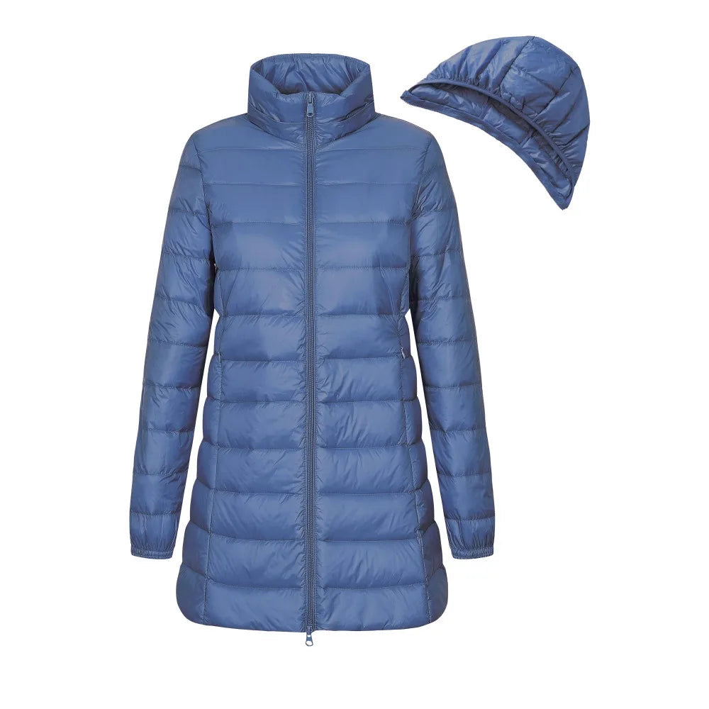Chaqueta mujer acolchado largo con capucha - Yvette