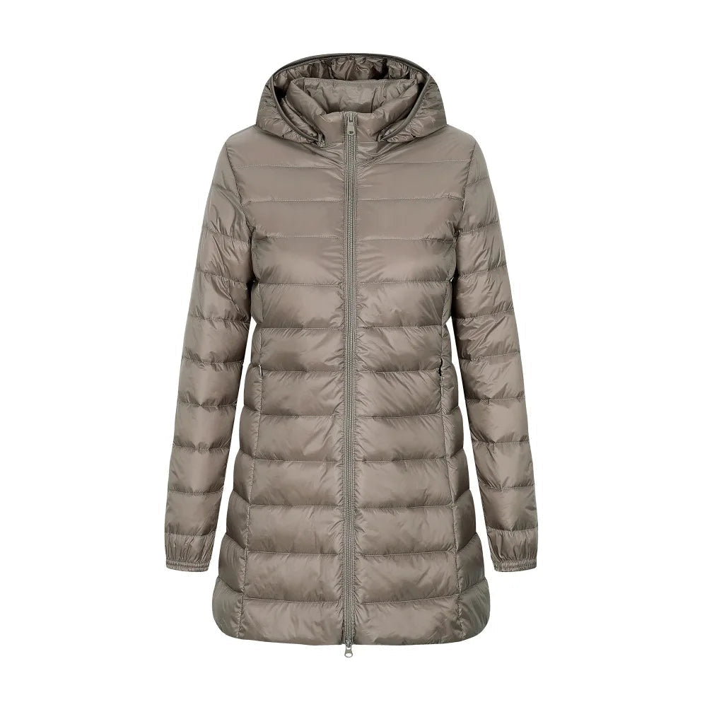 Chaqueta mujer acolchado largo con capucha - Yvette