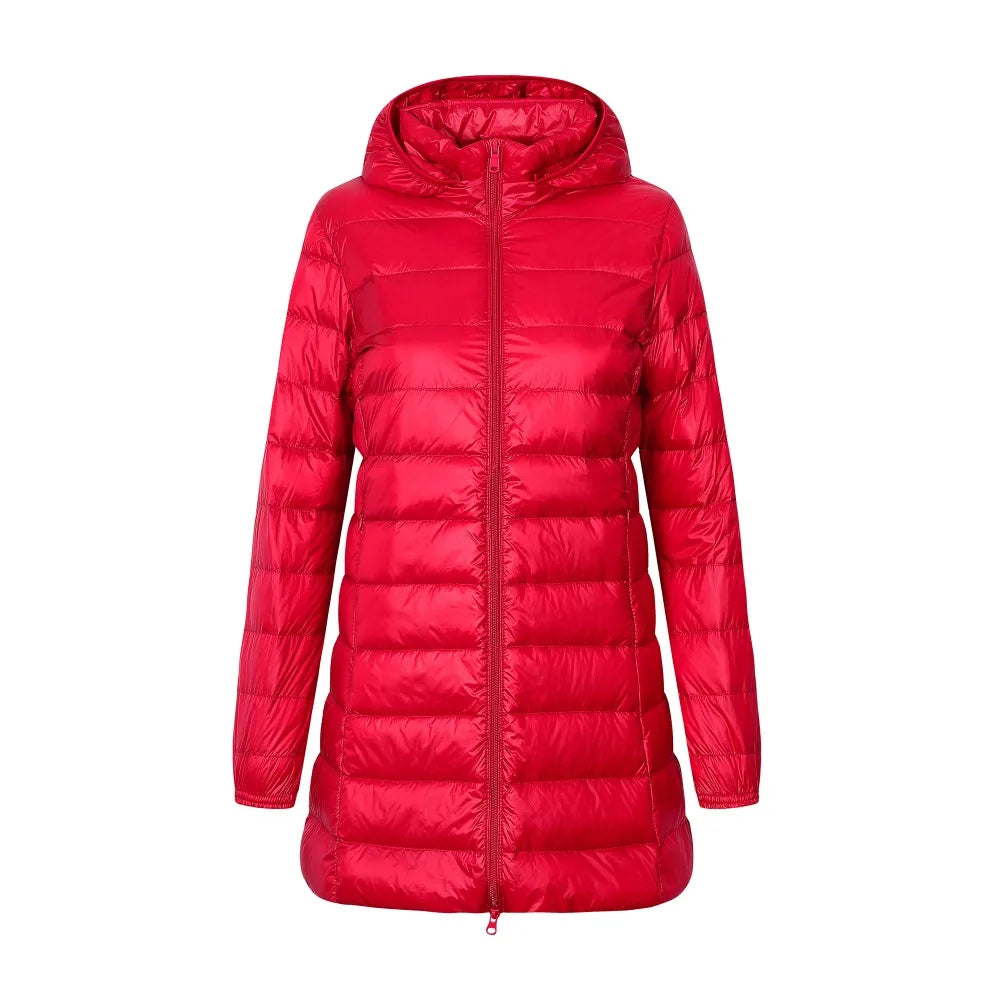 Chaqueta mujer acolchado largo con capucha - Yvette