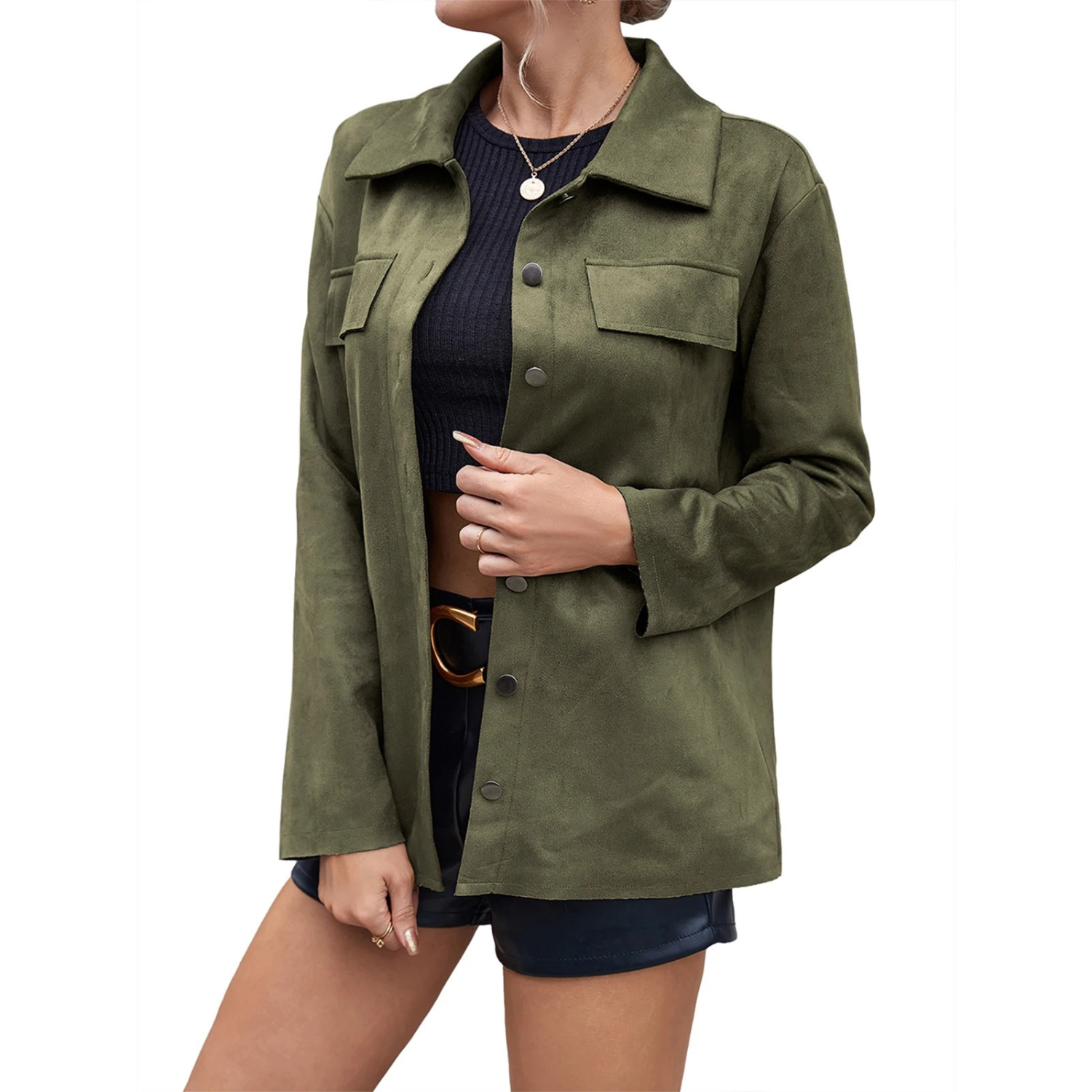 Chaqueta mujer de ante con botones - Valay