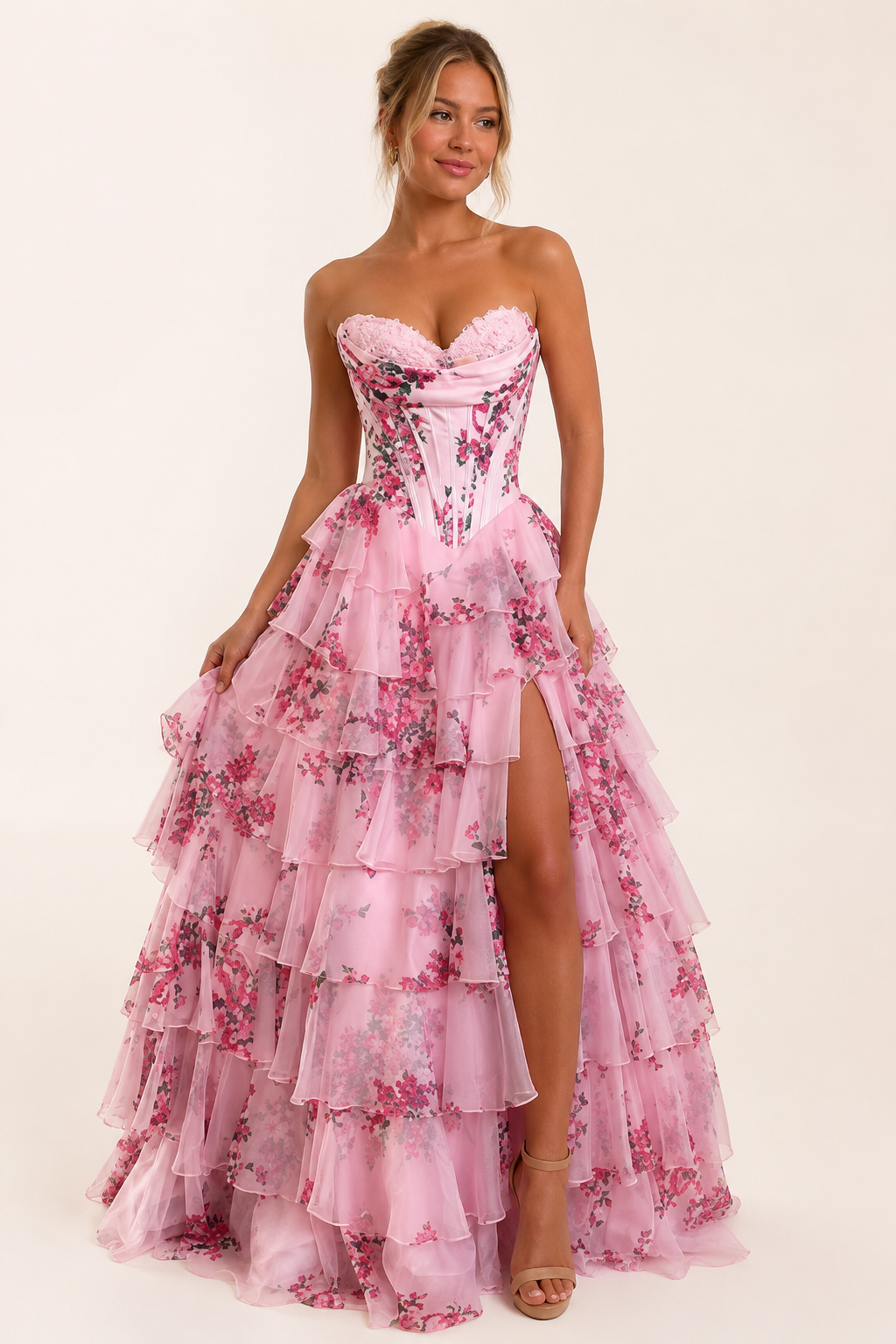 Vestido largo mujer estampado floral corset - Elira