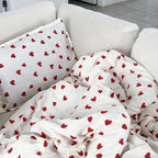 Juego de cama de tejido para hogar motivo corazones