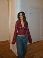 Carina - Blusa de encaje de moda moderna