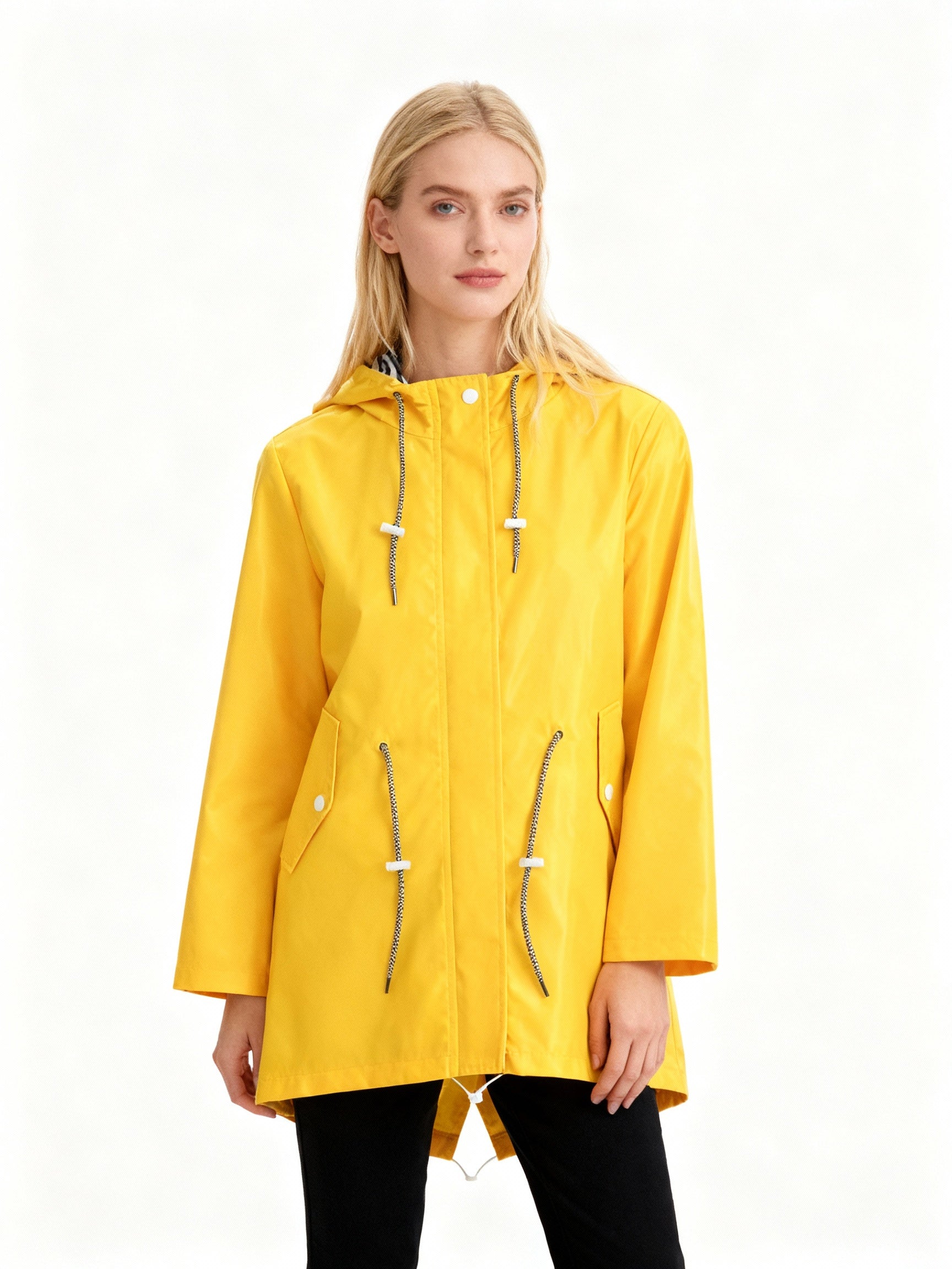 Chaqueta impermeable para mujer de silueta recta con capucha - Alvindra