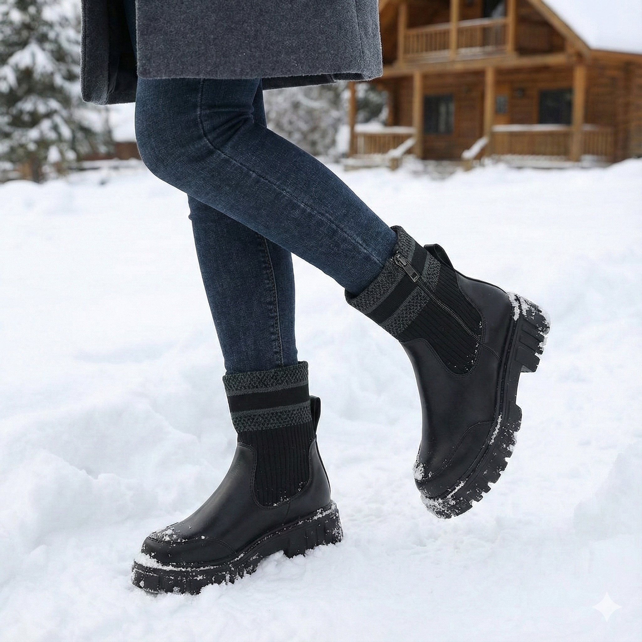 Botas medias para mujer de punto y suela gruesa - Narevi