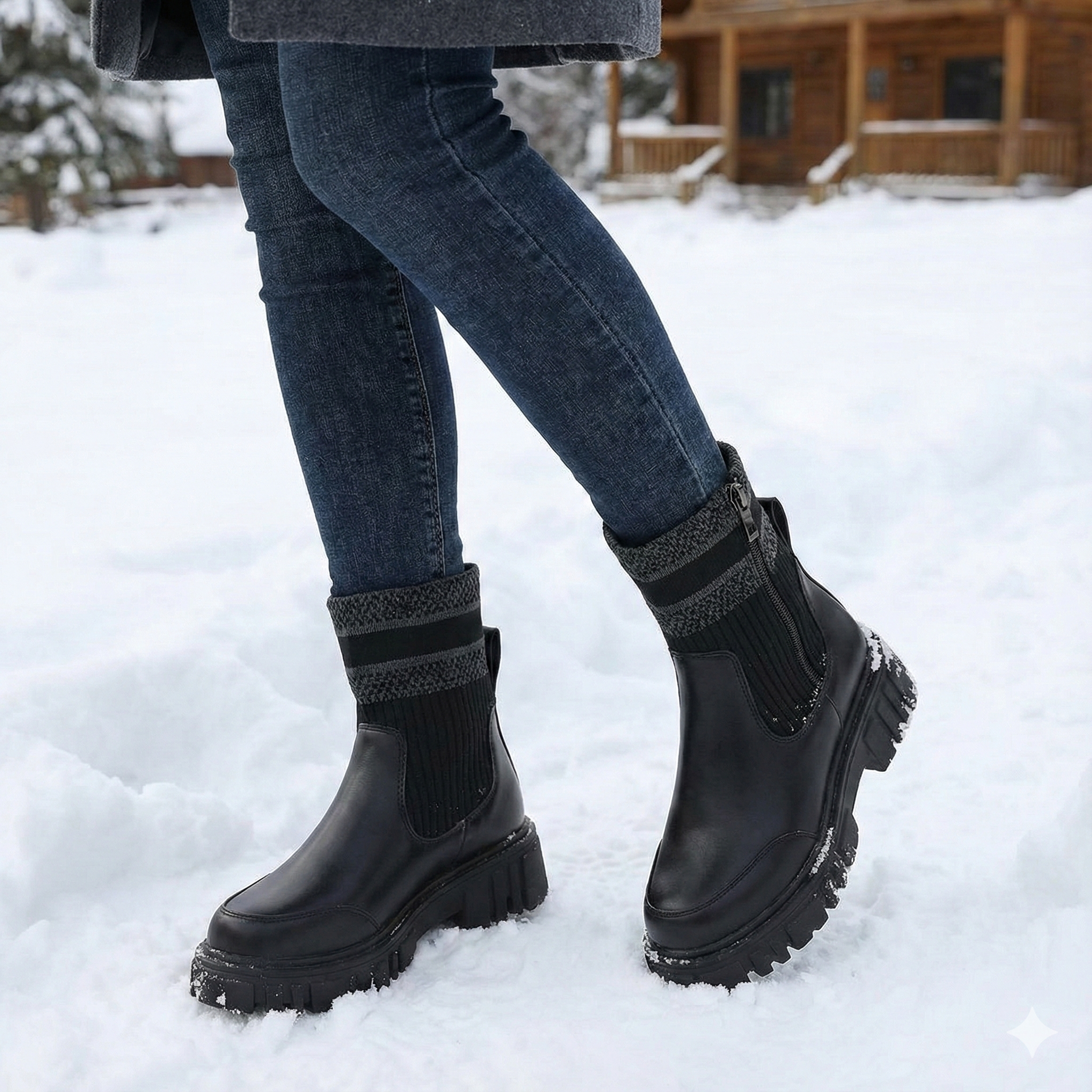 Botas medias para mujer de punto y suela gruesa - Narevi