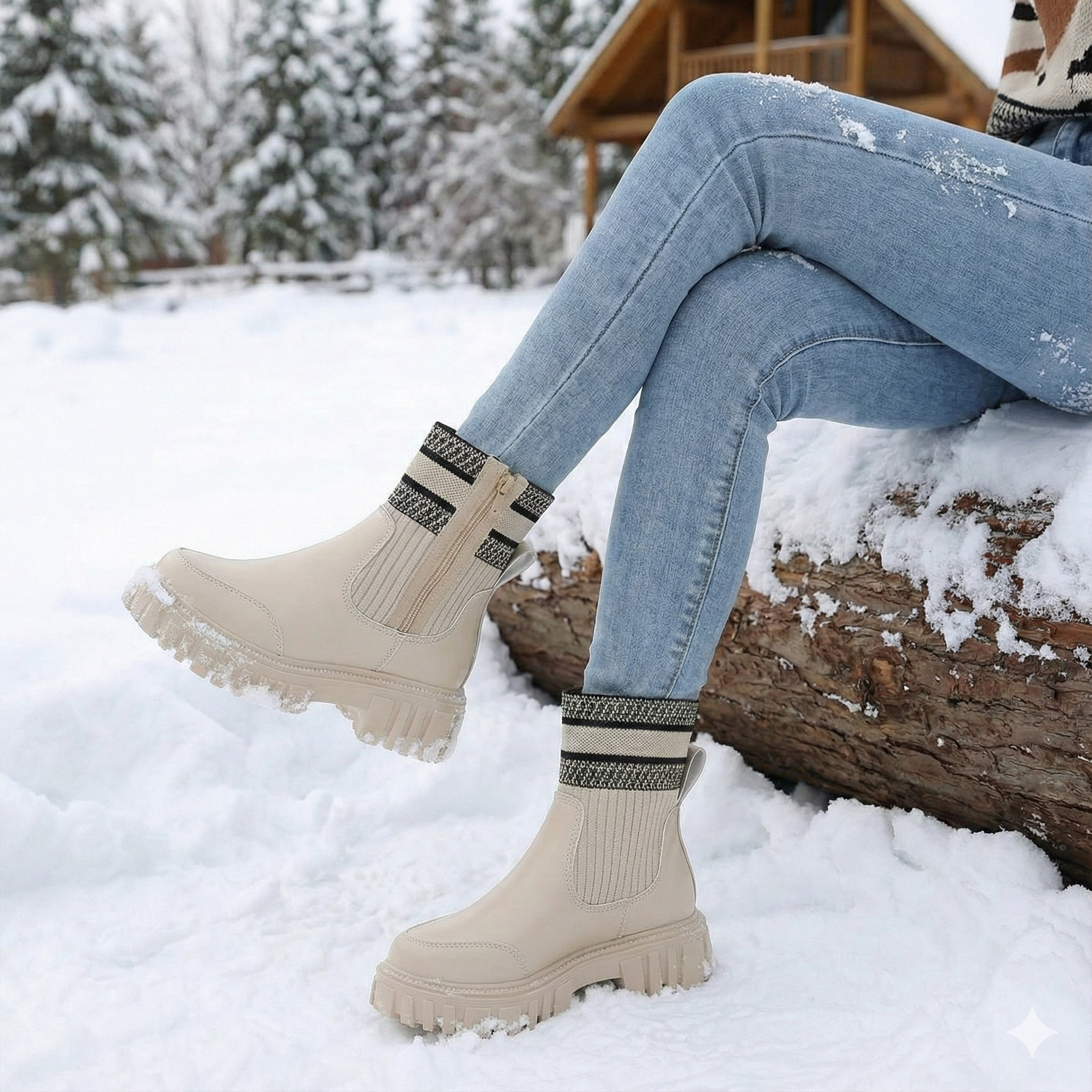Botas medias para mujer de punto y suela gruesa - Narevi