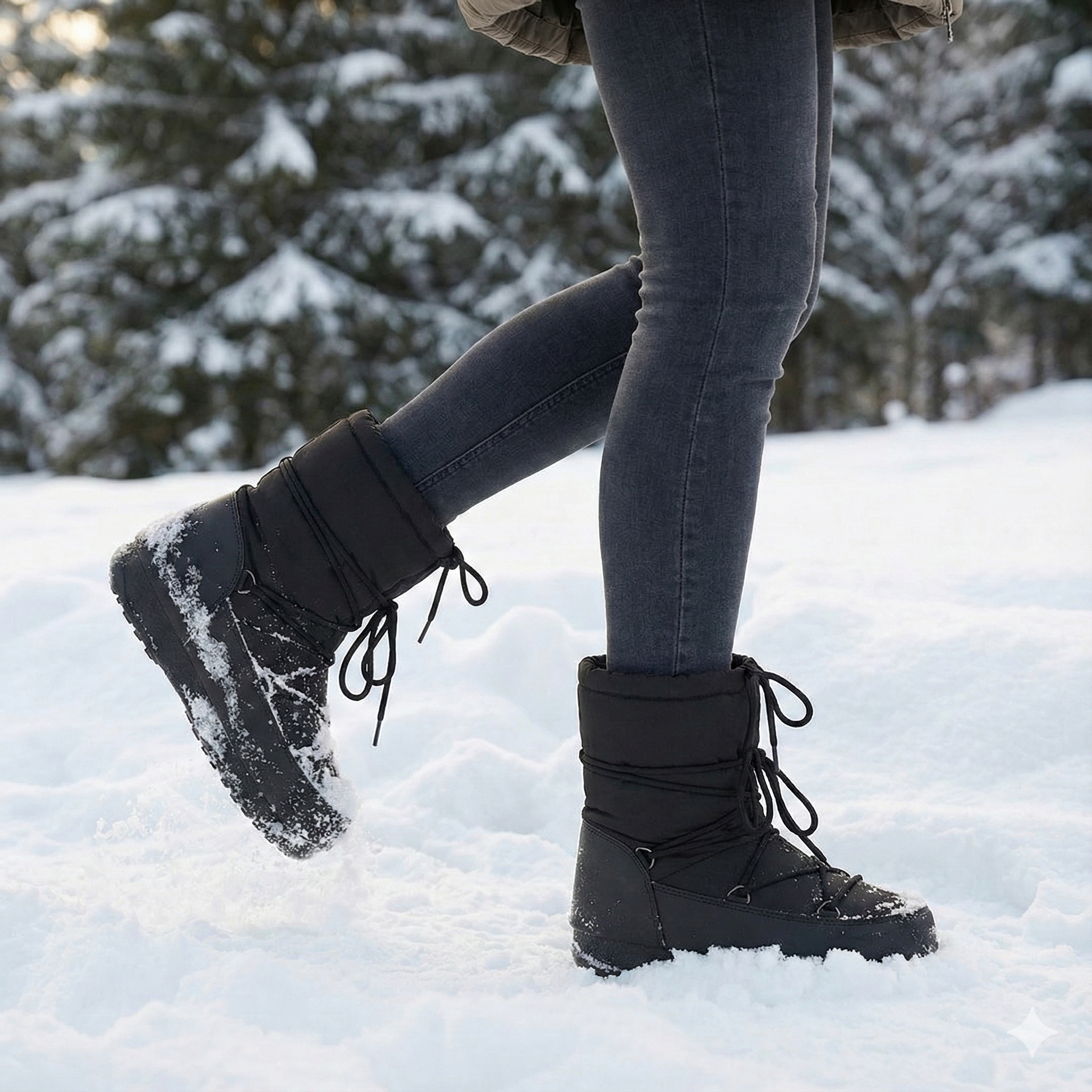 Botas de nieve para mujer impermeables acolchadas de caña media - Kolesa