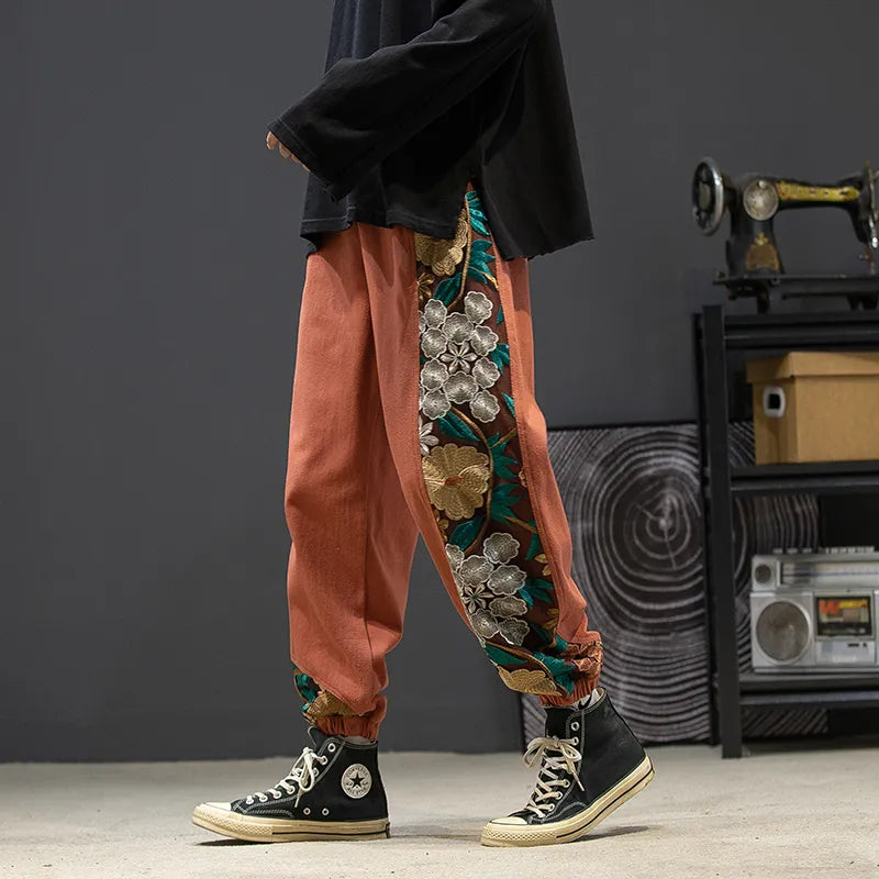 Pantalones Harajuku oversize con bordado y patchwork - Len