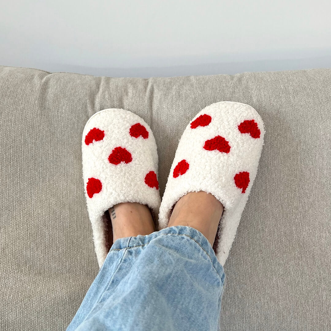 Zapatillas de casa para mujer con corazones - Valery