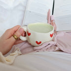 Taza de cerámica para hogar motivo corazones