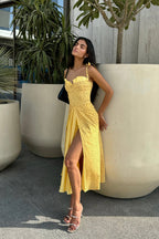 Stefania - Vestido largo maxi con escote en V