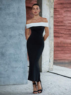 Lina - Vestido elegante largo color negro