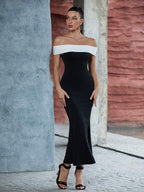 Lina - Vestido elegante largo color negro