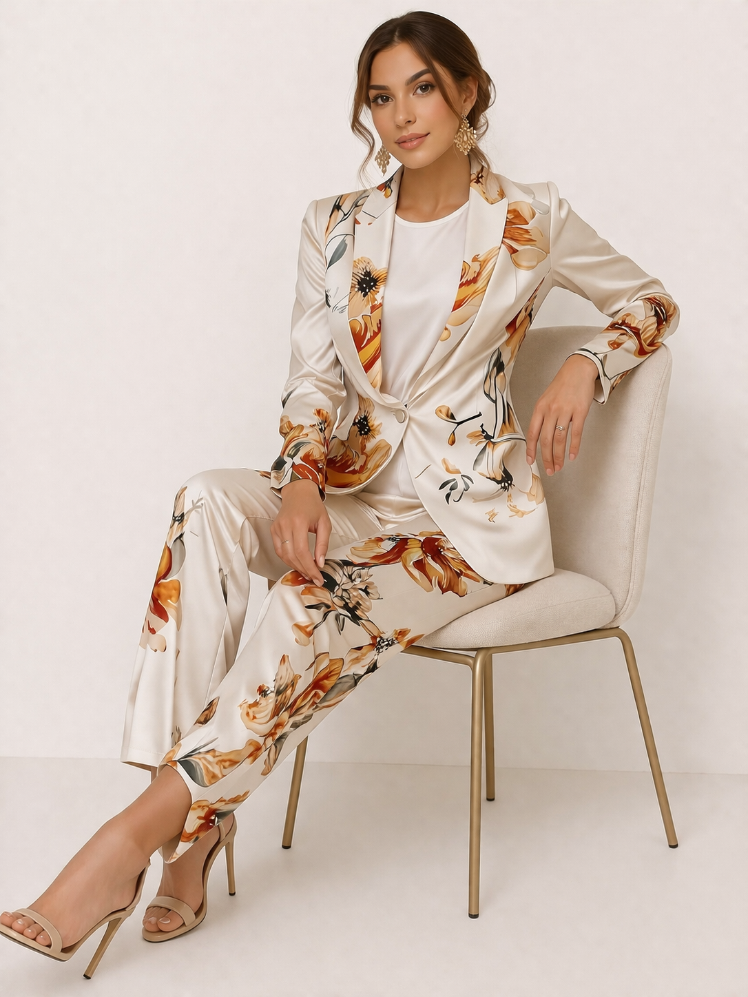 Conjunto mujer blazer pantalon estampado floral elegante - Irina