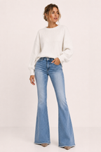 Jeans flare de mujer de cintura alta con pierna acampanada - Greta
