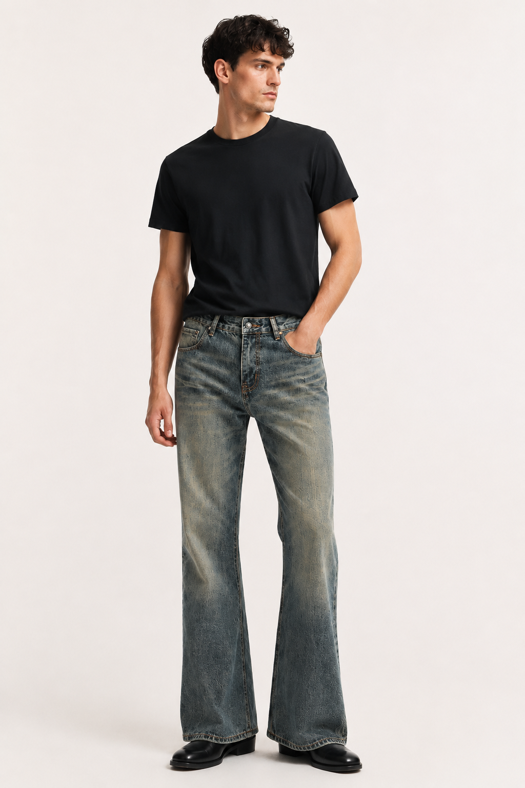 Jeans flare para hombre de corte slim con lavado efecto vintage - Henrik