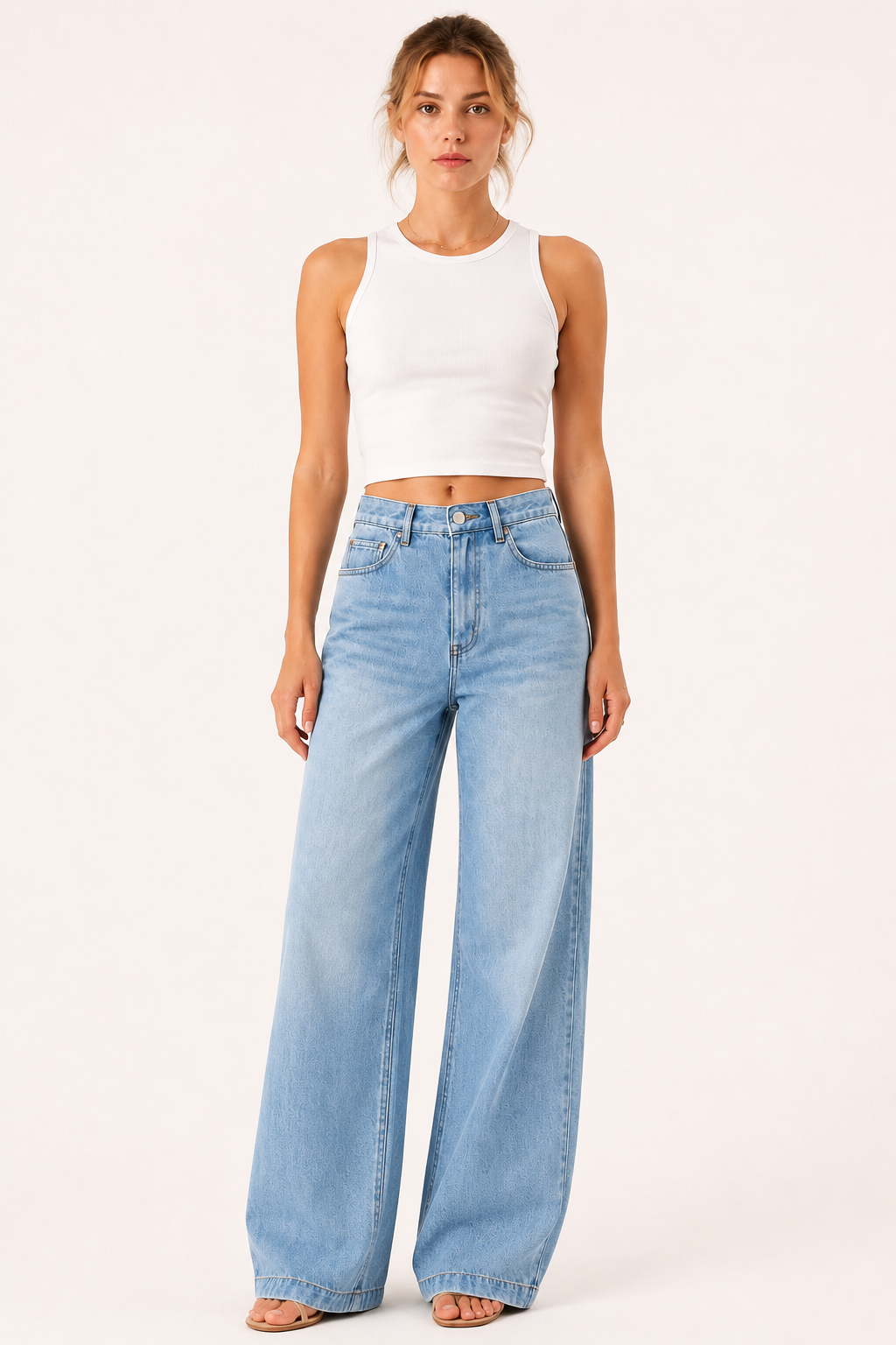 Jeans baggy de cintura alta mujer con pernera ancha y corte recto - Marlene