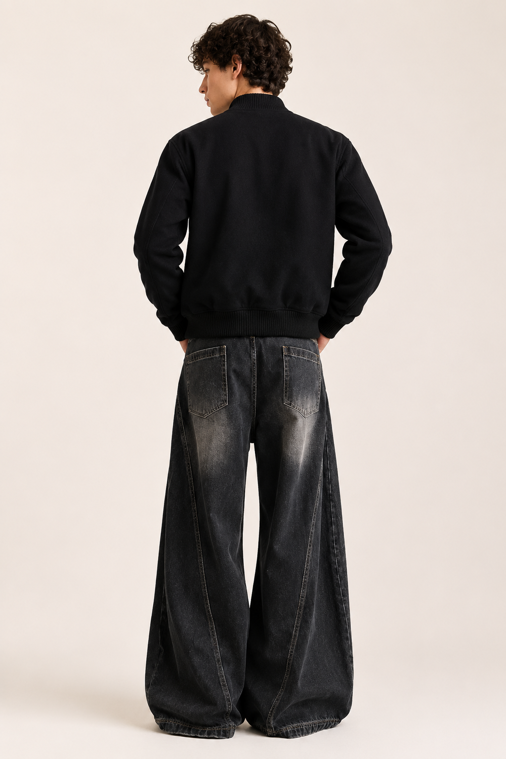 Jeans baggy hombre de pierna extra ancha con efecto lavado desgastado - Anselm