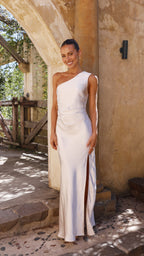 Vestido largo de un solo hombro para mujer - Marim