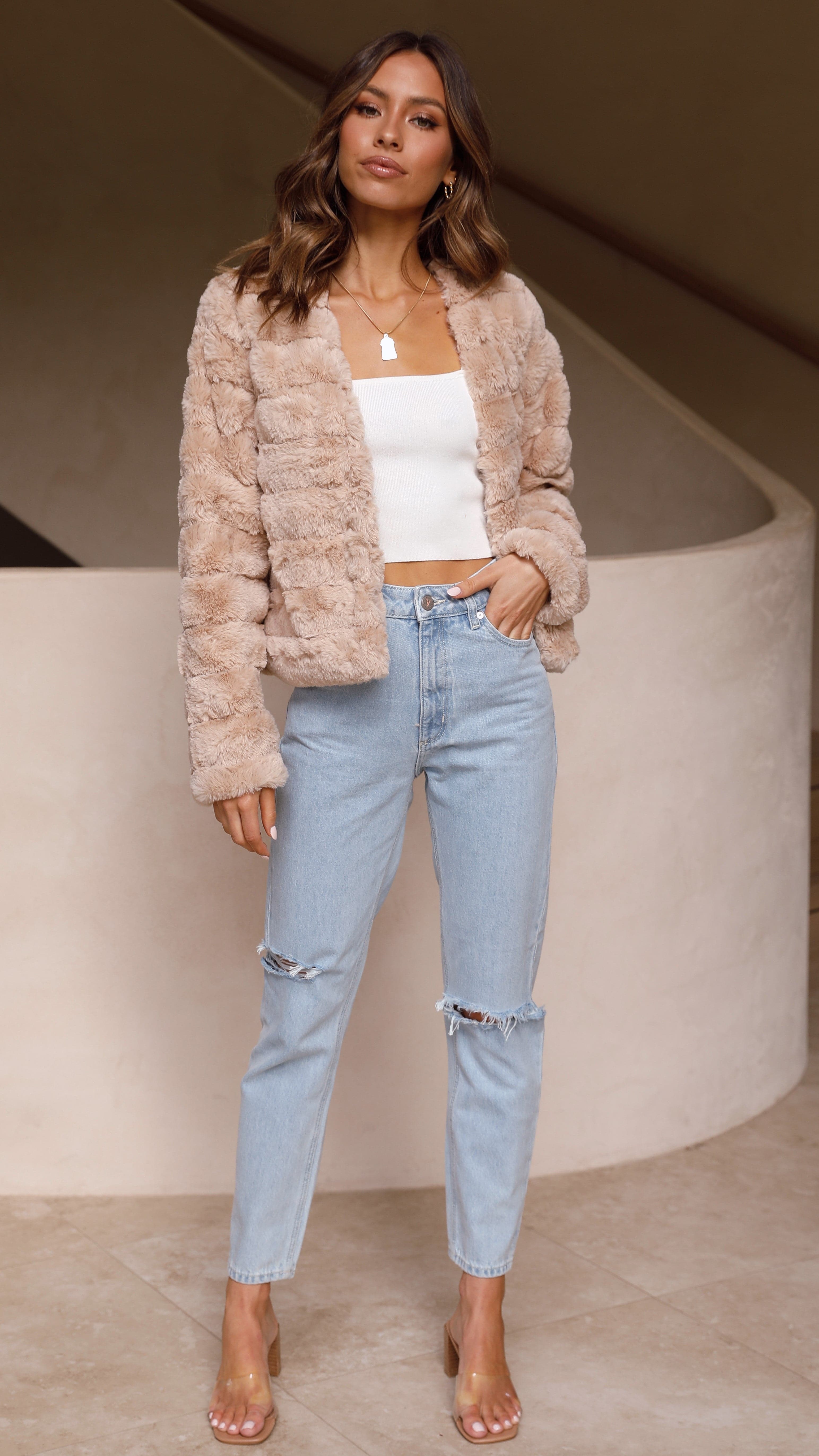 Chaqueta corta de pelo sintético para mujer - Mirna