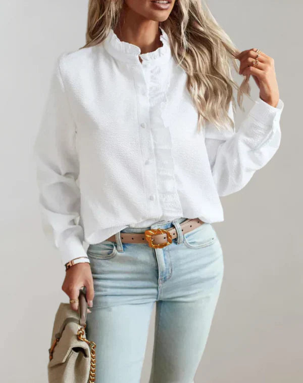 Ciara - Elegante blusa de manga larga y volantes