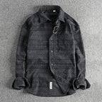 Camisa hombre pana estampado étnico manga larga - Mauro