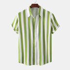 Camisa de hombre de manga corta con tapeta de botones - Rayas