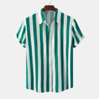 Camisa de hombre de manga corta con tapeta de botones - Rayas