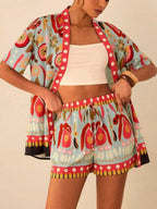 Conjunto mujer estampado primavera kimono corto y short - Arlena