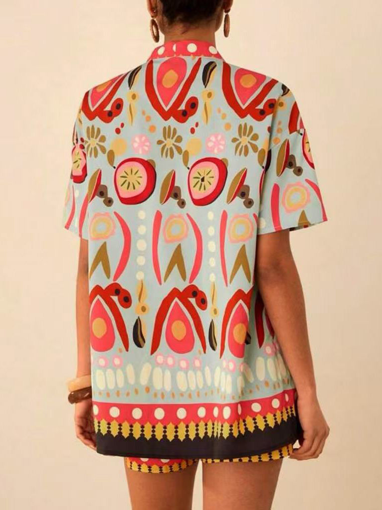 Conjunto mujer estampado primavera kimono corto y short - Arlena