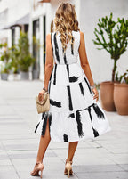 Vestido midi mujer estampado artístico estilo evasé - Helena