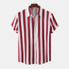 Camisa de hombre de manga corta con tapeta de botones - Rayas