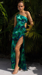 Vestido largo asimétrico floral para mujer - Lena