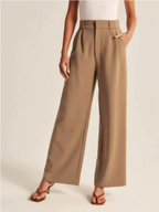 Pantalón casual de mujer - Talle alto - Pernera ancha