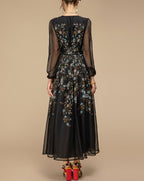 Sandrine - Maxi vestido bordado negro
