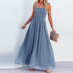 Larada - Vestido maxi vaporoso con un delicado estampado de lunares