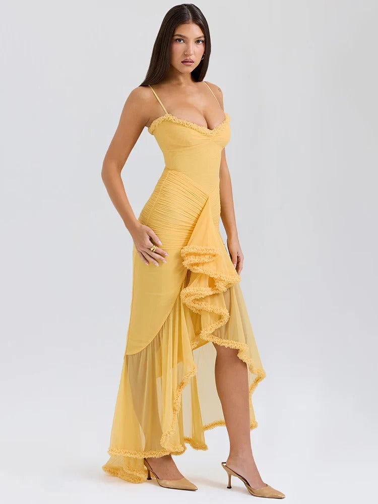 Julia - Vestido largo casual de tirantes con encaje para mujer