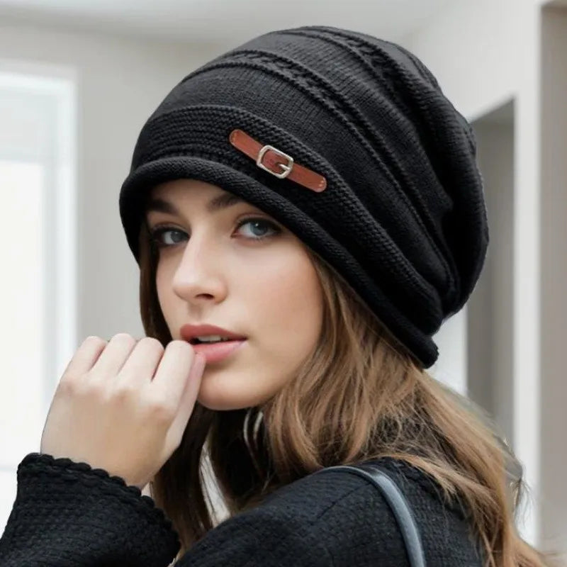 Gorro tejido para mujer con forro afelpado - Kireva