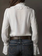 Blusa para mujer con encaje decorativo fluido - Elsbeth