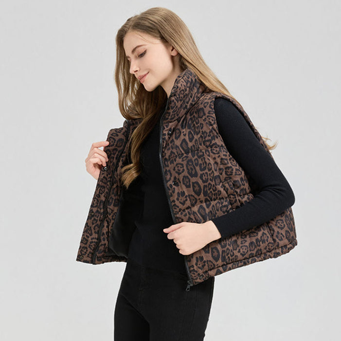 Chaleco acolchado con estampado animal para mujer - Alisanne